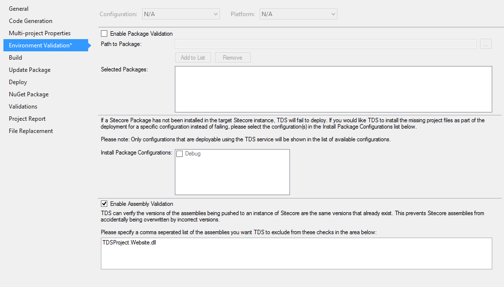 TDS Classic Enable Assembly Validation Checkbox